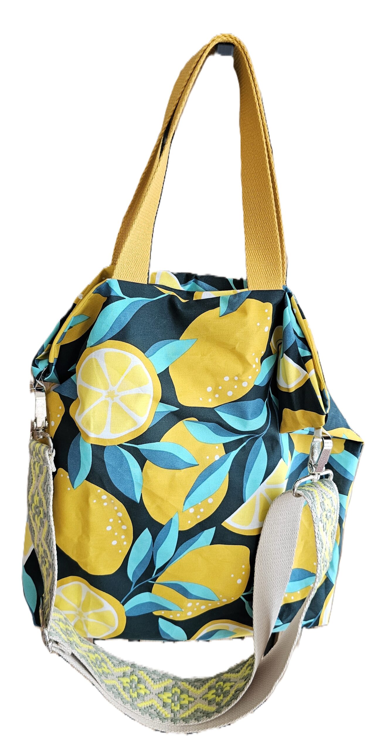 ELANEA - Sac à main - Tissu coton enduit - Citron - Bandoulière