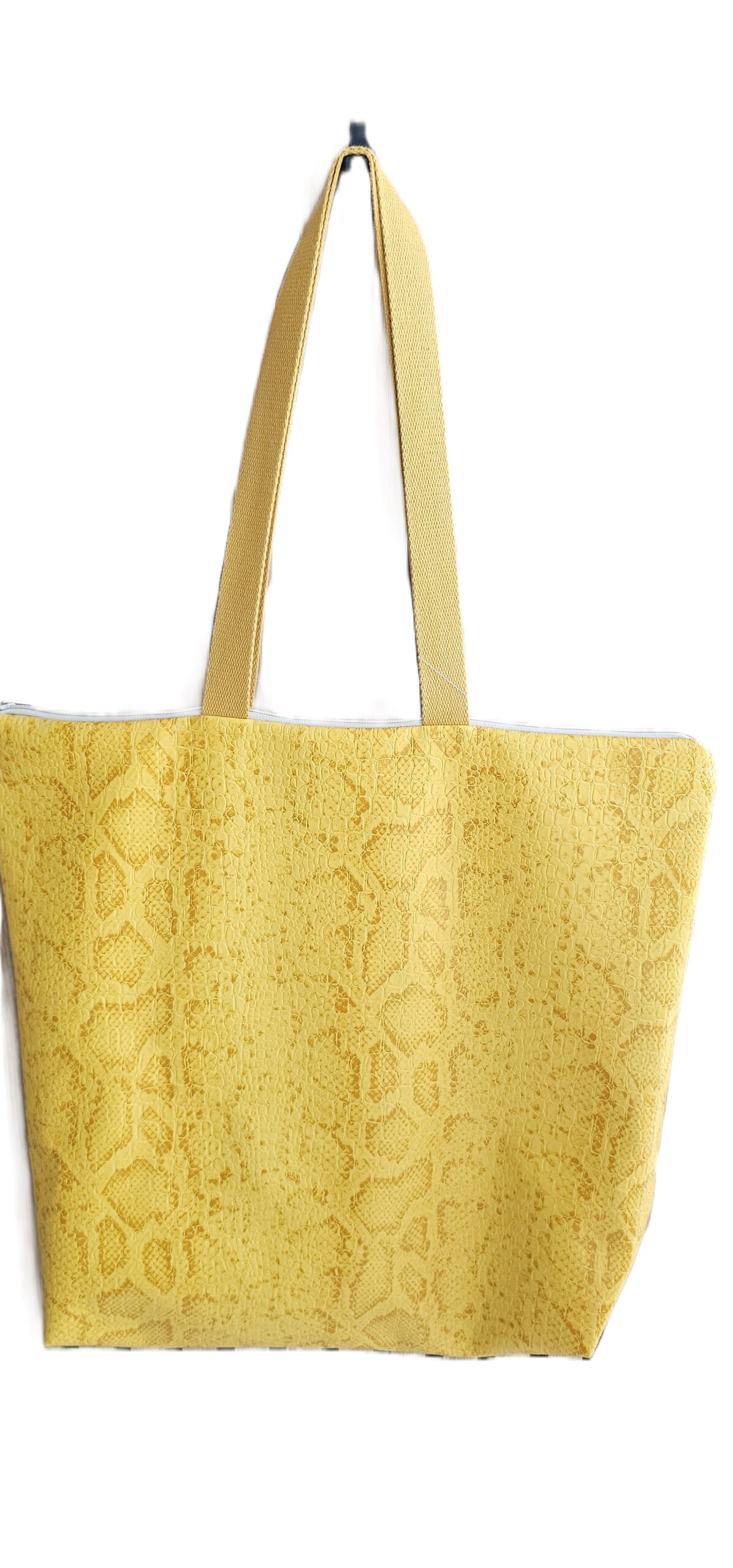 SOLEVIA - Sac XL Tote-bag - Similicuir croco jaune