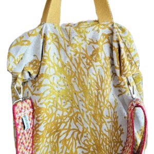 ELANEA - Sac à main - Tissu coton - Corail jaune - Bandoulière