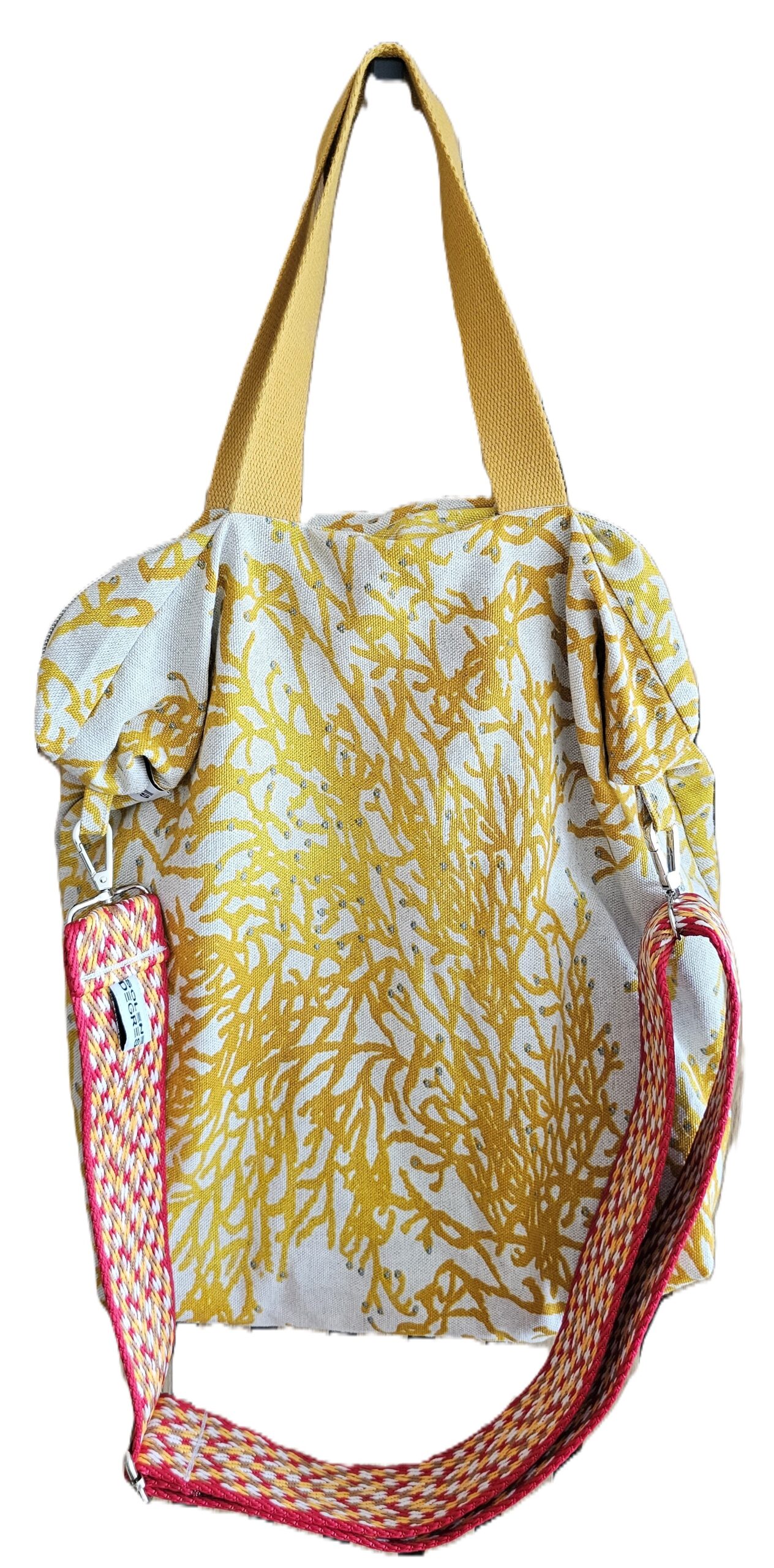 ELANEA - Sac à main - Tissu coton - Corail jaune - Bandoulière