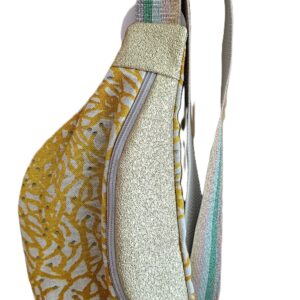 AUREA - Sac banane - Simili cuir doré/Corail jaune