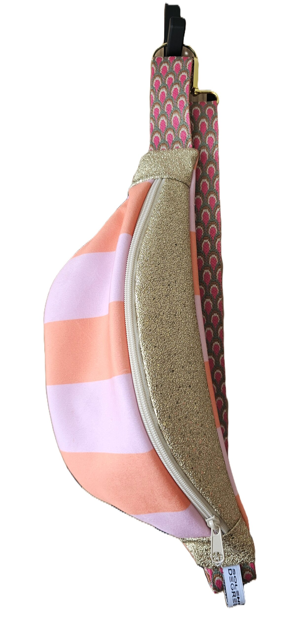 AUREA - Sac banane - Or/Rayé Orange Rose